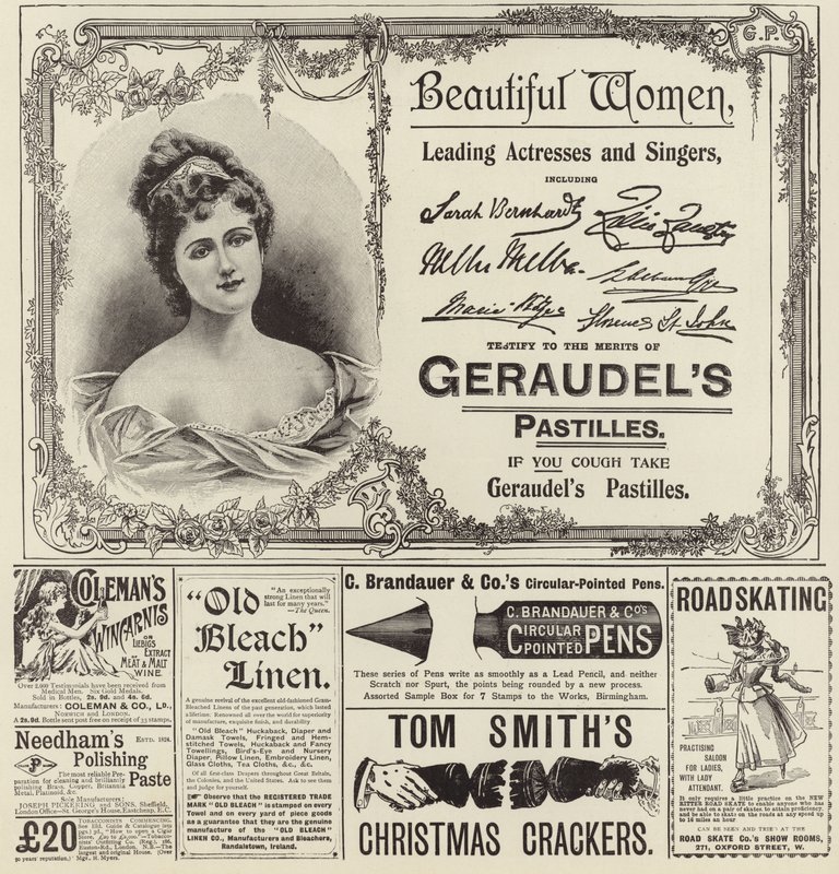 Divulgação de publicidade do The Graphic Christmas Number 1896 de English School