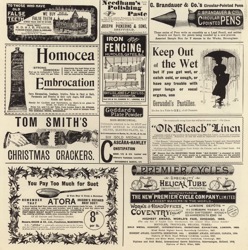 Divulgação de propagandas do The Graphic Christmas Number 1897 de English School