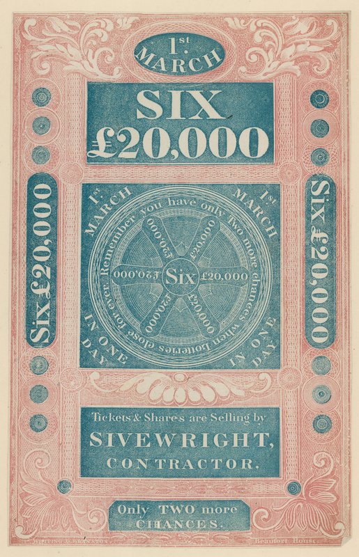 Advertsisement para última mas duas loteria na Inglaterra de English School