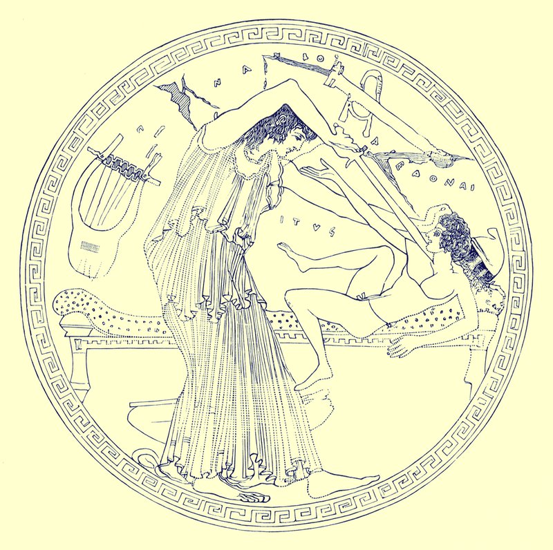 Aedon mata Itys, ilustração de "Greek Vase Paintings" de JE Harrison e DS MacColl, publicado em 1894 de English School