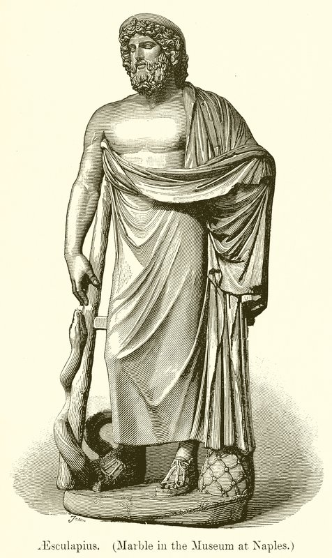 Esculápio (mármore do Museu de Nápoles) (gravura) de English School