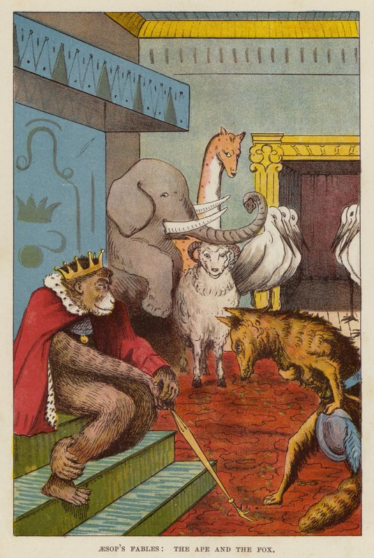 As Fábulas de Esopo: O macaco e a raposa (chromolitho) de English School