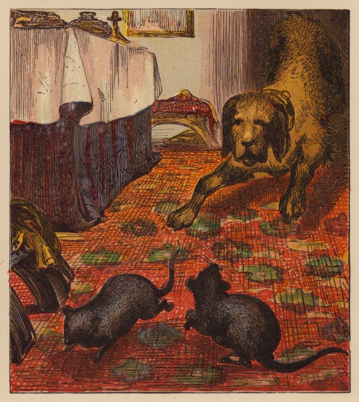 As Fábulas de Esopo: O Rato da Cidade e do Campo (cor litho) de English School