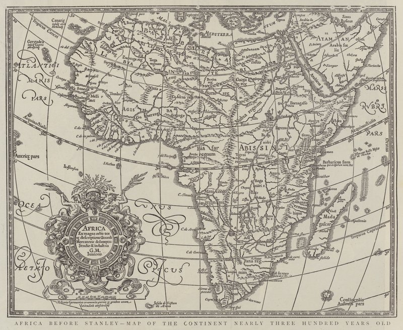 África antes de Stanley, Mapa do Continente com quase três séculos de idade (gravação) de English School