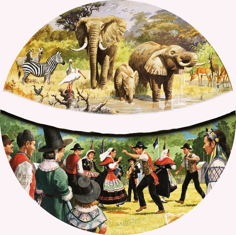Buraco de rega Africano e dança da aldeia de English School