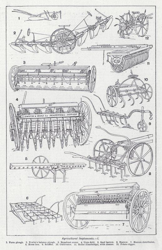 Alfaias agrícolas (litho) de English School