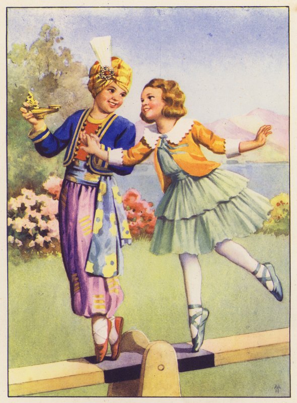 Aladino e Margery Daw (litografia a cores) de English School