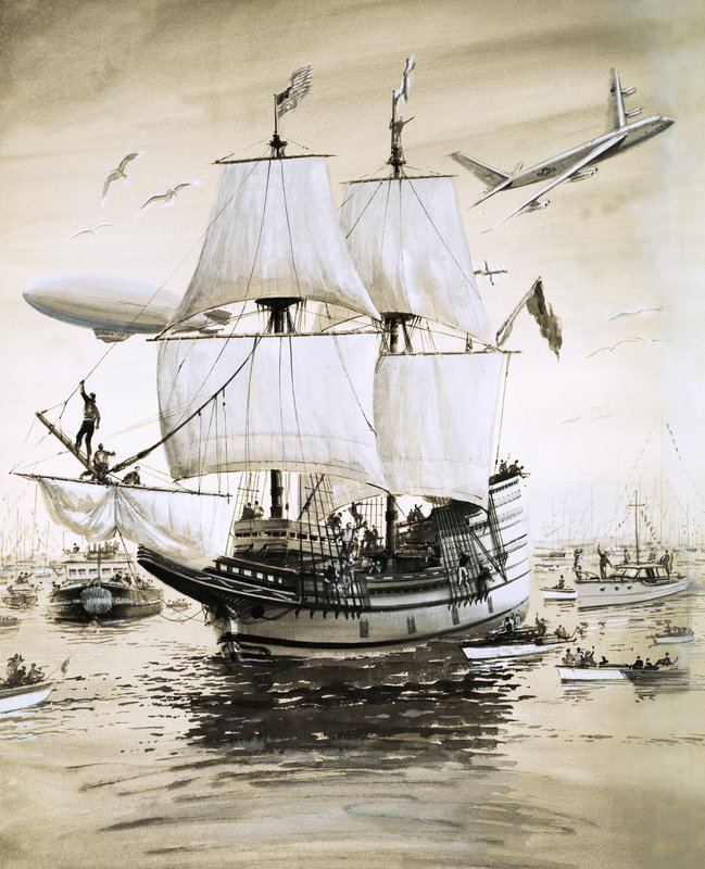 Alan Villiers recria o Mayflower dos Pais Peregrinos e atravessa o Atlântico de English School