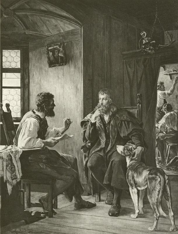 Albert Durer visita Hans Sachs (gravura) de English School