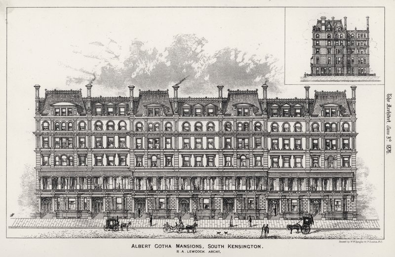 Albert Gotha Mansions, South Kensington (gravura) de English School
