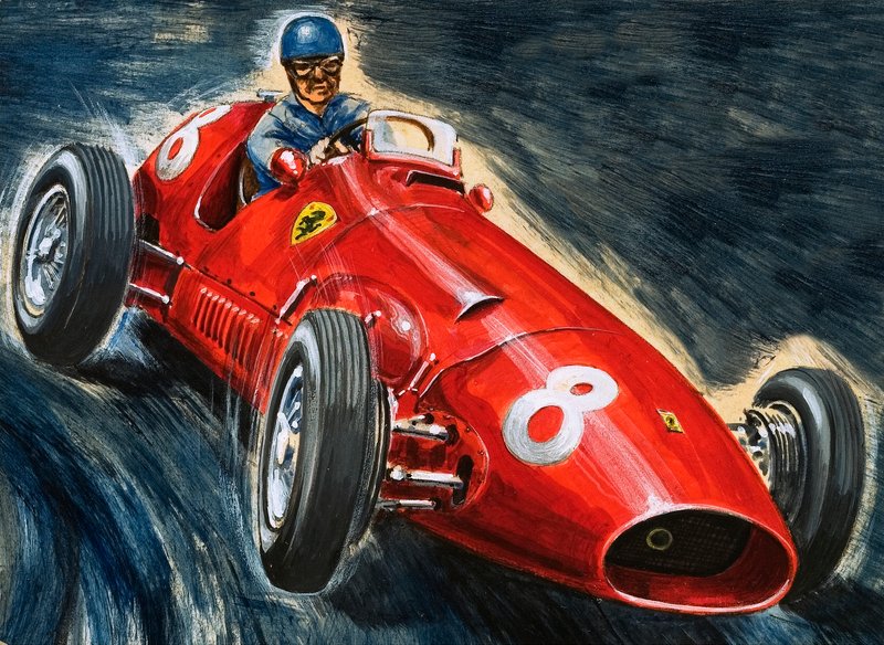 Alberto Ascari dirigindo um Maserati de English School