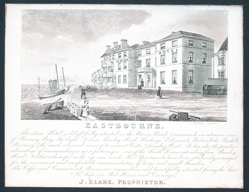 Albion Hotel, cartão comercial para o proprietário, J Blake de English School