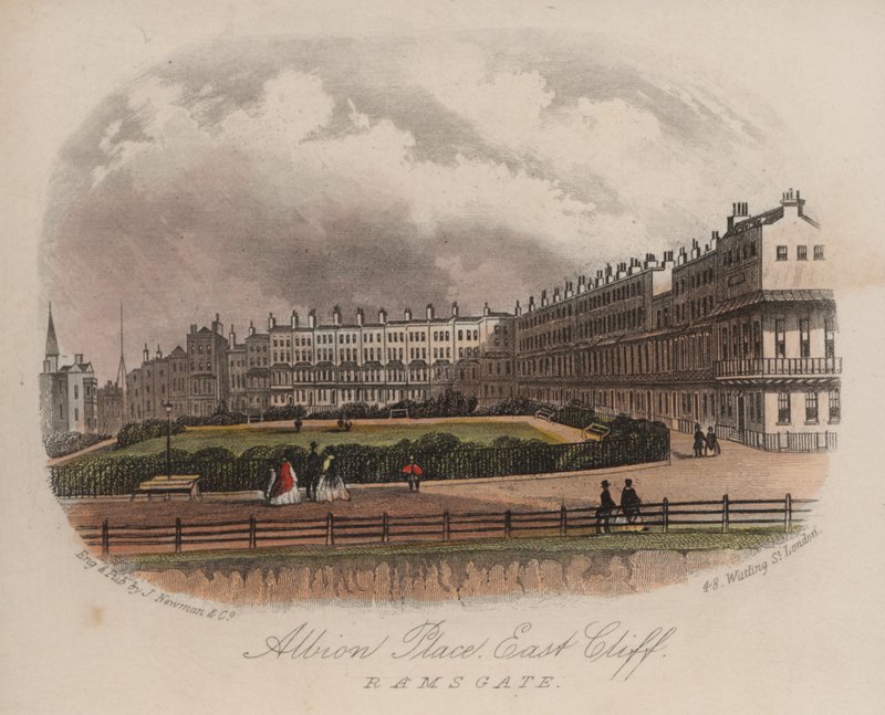 Albion Place, East Cliff, Ramsgate, Kent (gravura colorida) de English School