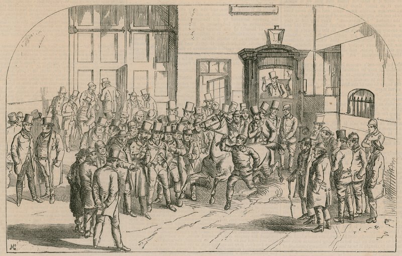 Aldridges Horse Repository, lado oeste de St Martins Lane, perto de Long Acre de English School