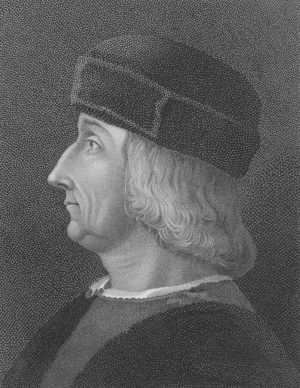 Aldus Manutius, depois de um retrato de Bellini (gravura) de English School