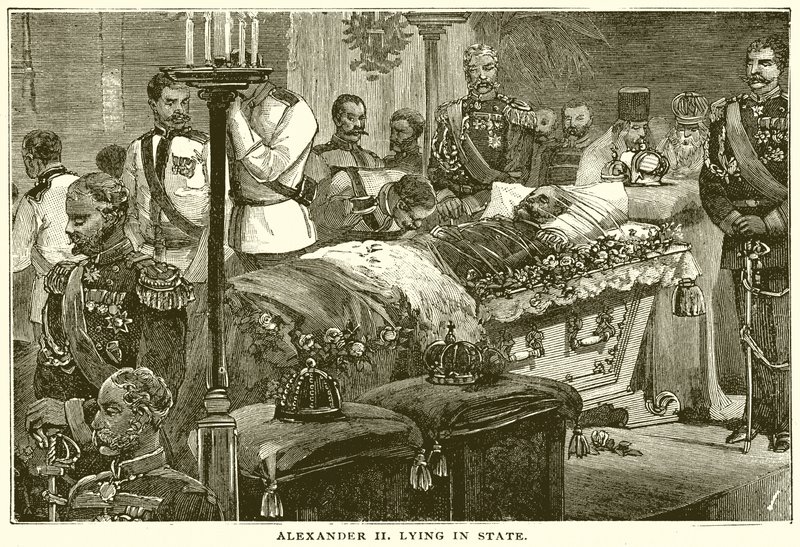 Alexandre II deitado em estado de English School