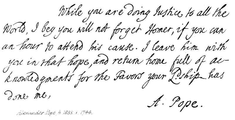 Alexander Pope (1688-1744), carta a Earl Halifax, 1714 de English School