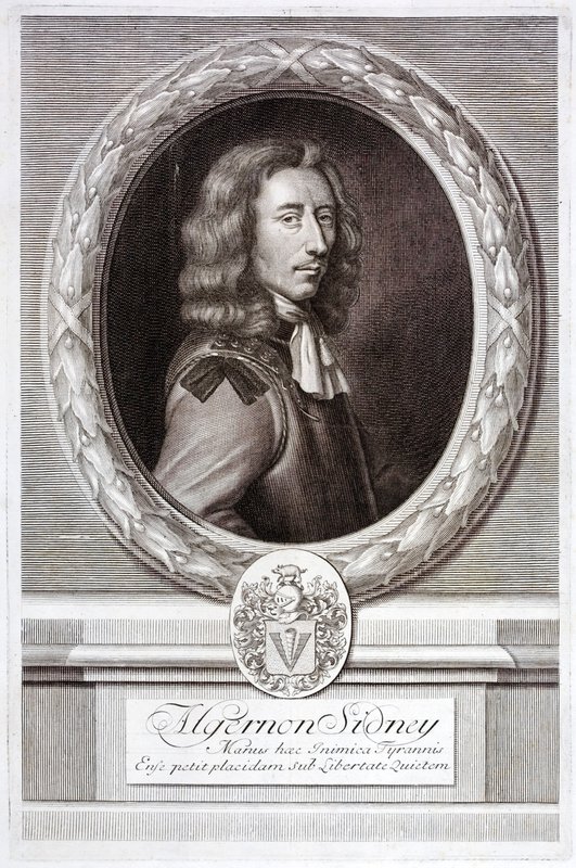 Algernon Sidney, teórico político republicano inglês e soldado (gravura) de English School