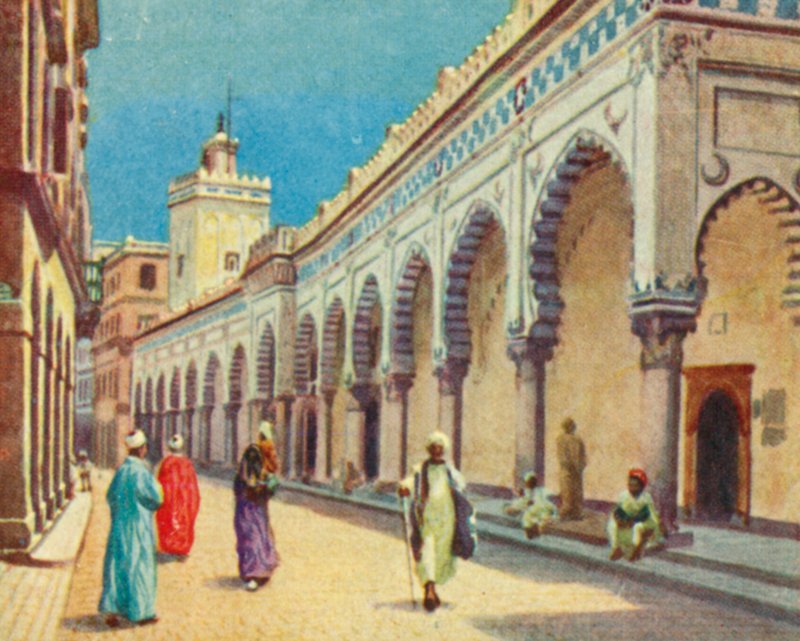 Argel, A Grande Mesquita (litografia a cores) de English School