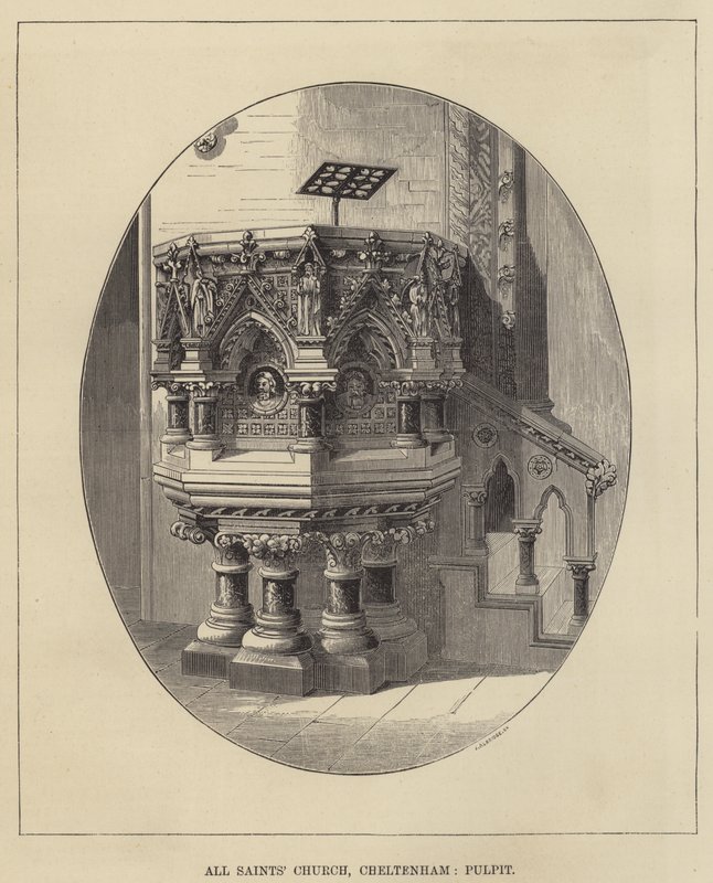 Igreja de Todos os Santos, Cheltenham, Pulpit (gravura) de English School