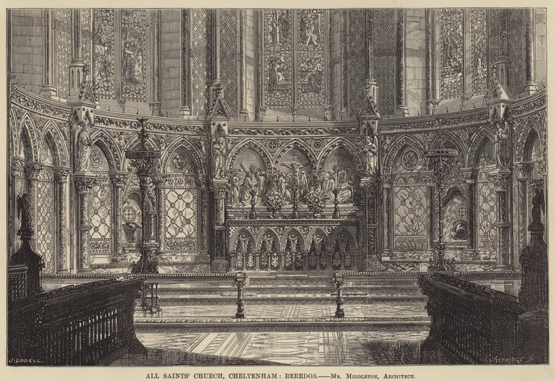 Igreja de Todos os Santos, Cheltenham, Reredos (gravura) de English School