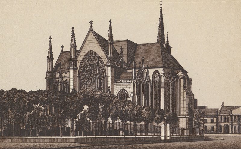 Igreja de Todos os Santos, Leamington (litografia) de English School