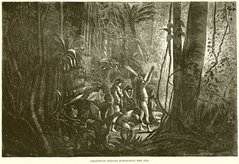Índios da Amazônia adoram o sol de English School