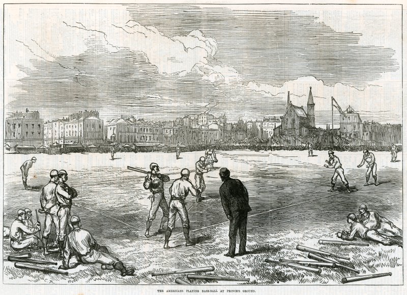 Americanos jogando beisebol no Princes Grounds de English School