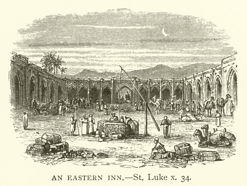 An Eastern Inn, St Luke, x, 34 (gravura) de English School