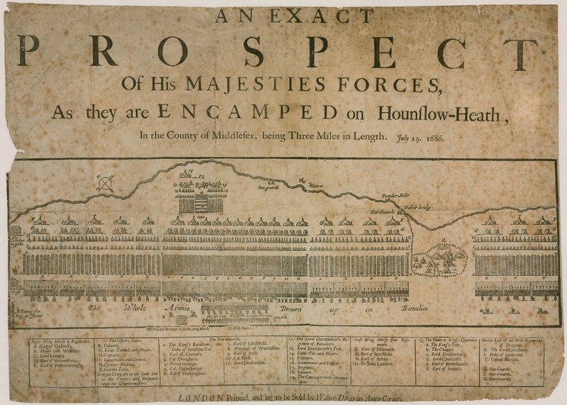 Uma perspectiva exata de suas forças Majestys, como eles estão acampados em Hounslow Heath, 19 de julho de 1686 de English School