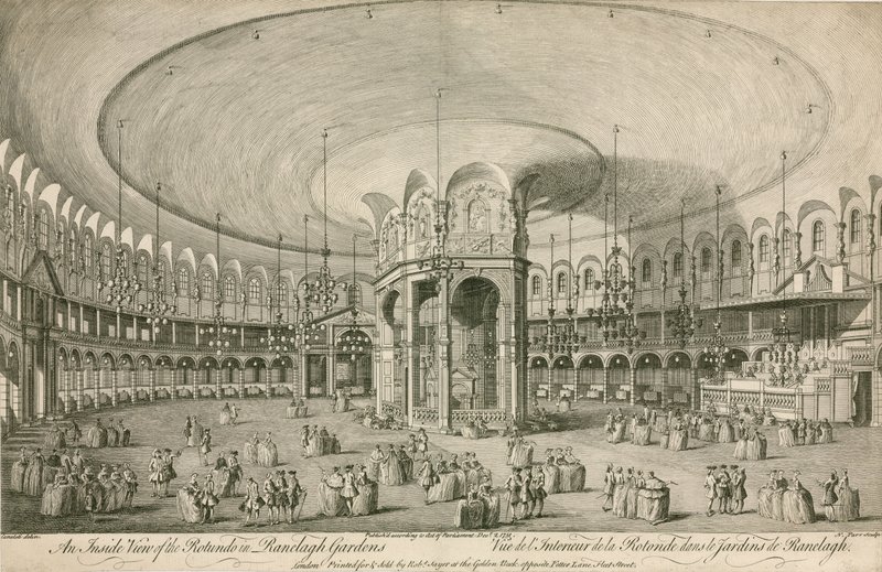 Uma visão interna da Rotunda em Ranelagh Gardens, Londres de English School