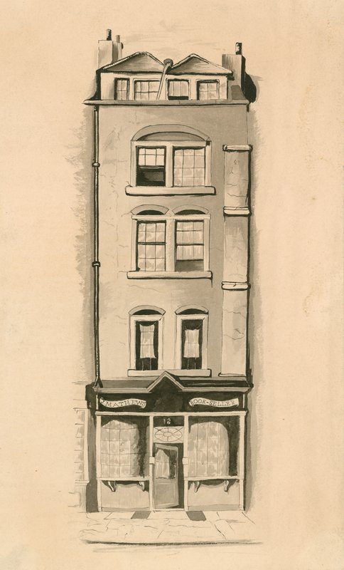 Um desenho original em aquarela de 18 Strand, Westminster, Londres, local de nascimento de Charles Matthews, comediante (wc on paper) de English School