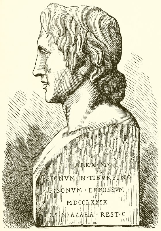 Busto antigo de Alexandre, o Grande de English School