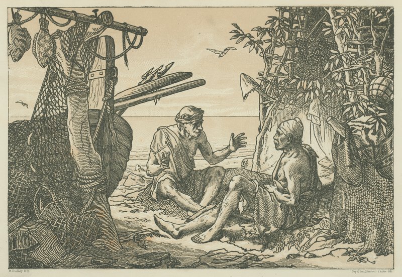 Pescadores da Grécia Antiga (litografia) de English School