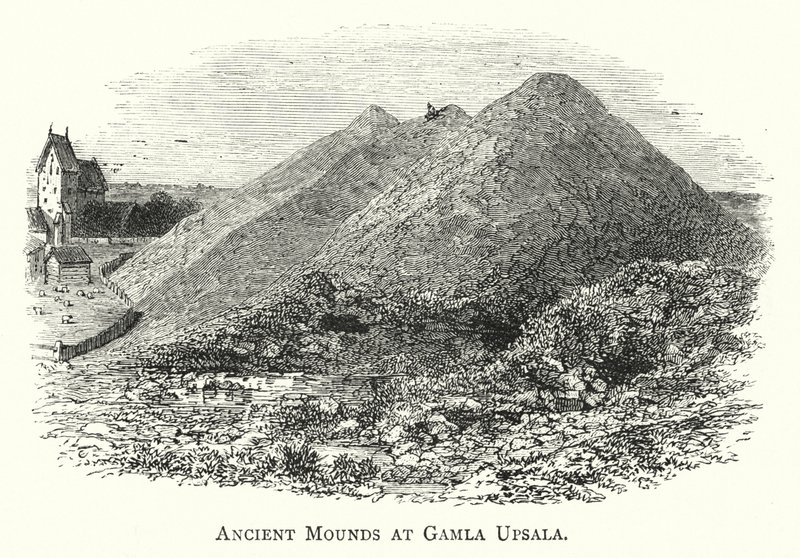 Ancient Mounds at Gamla Upsala (gravura) de English School