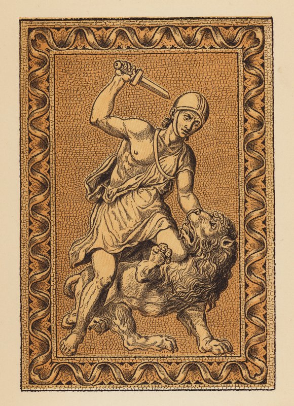 Roma Antiga: Fannius e o Leão (litografia a cores) de English School