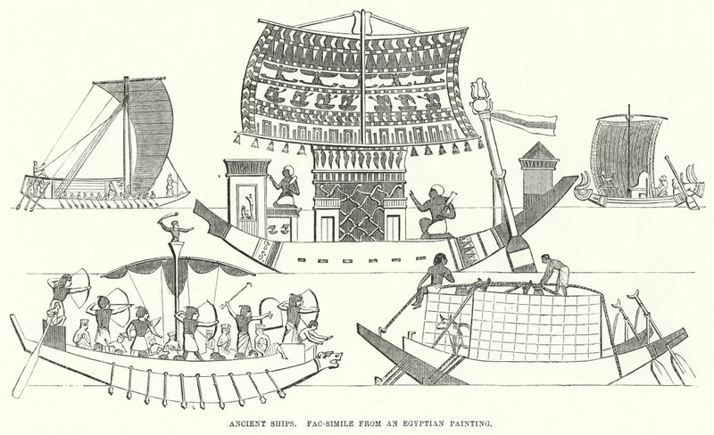 Ancient Ships, Fac-simile de uma Pintura Egípcia (gravura) de English School