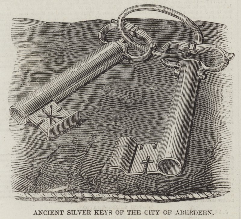 Ancient Silver Keys of the City of Aberdeen (gravura) de English School