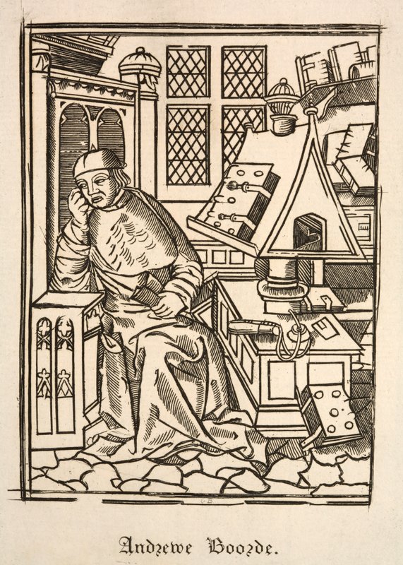 Andrew Boorde, viajante, médico e autor inglês (gravura) de English School