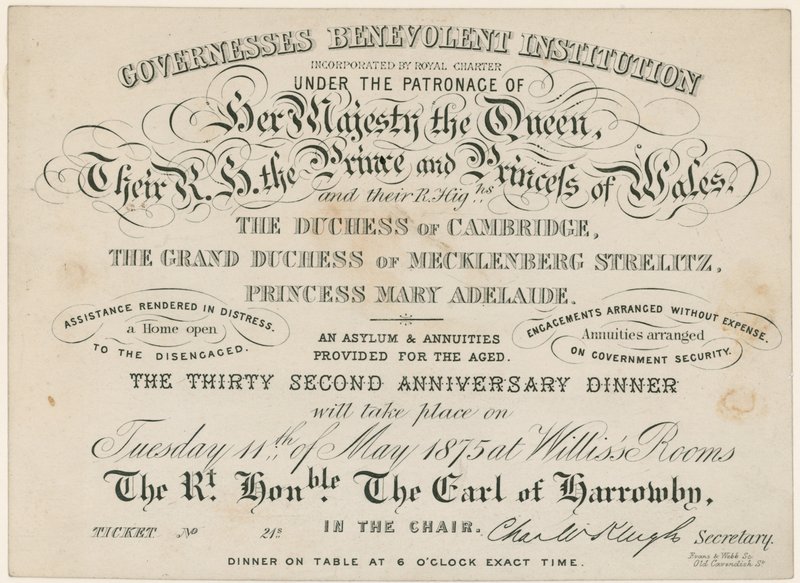 Jantar de aniversário para a governamental Benevolent Institution, 1875 de English School