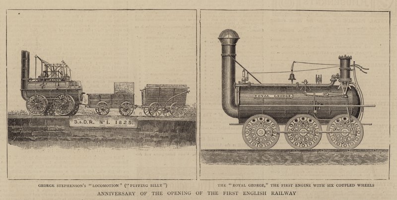 Aniversário da Abertura da Primeira Ferrovia Inglesa (gravura) de English School
