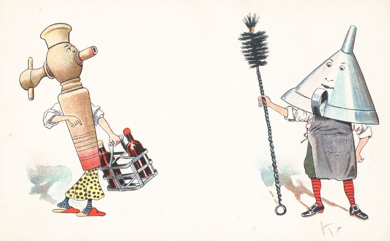 Utensílios de cozinha antropomórficos de English School