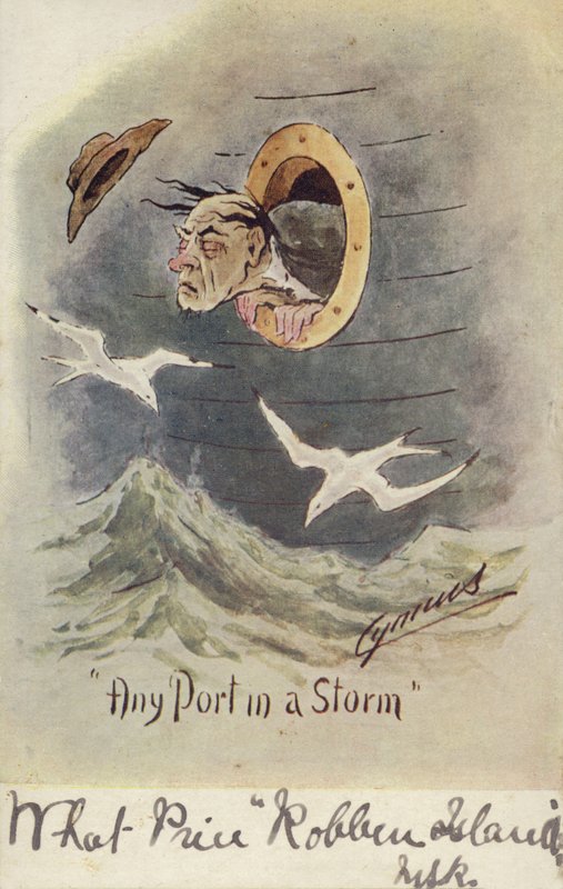 "Any Port in a Storm" (litografia a cores) de English School