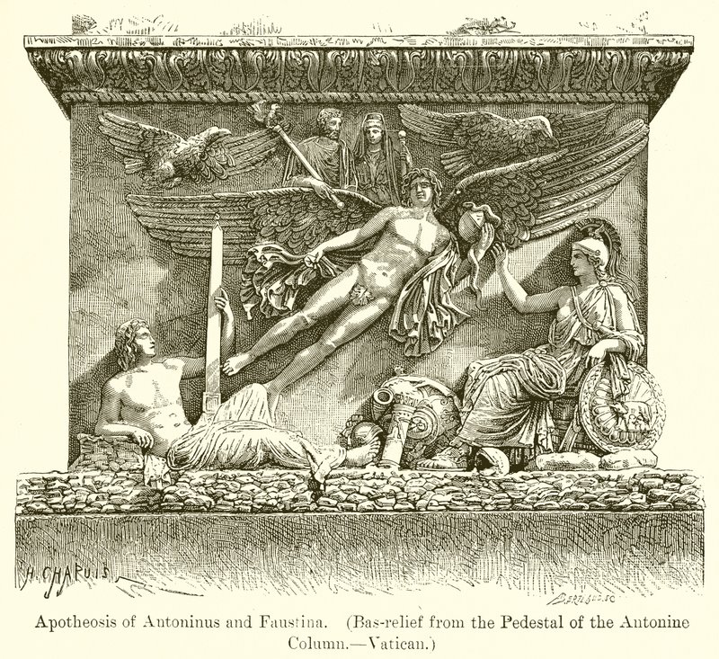 Apoteose de Antonino e Faustina. (Baixo-relevo do pedestal da coluna de Antonino. - Vaticano) de English School