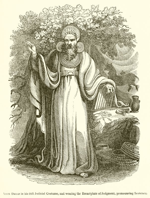 Arch Druid em seu traje judicial completo, e vestindo o Breastplate of Judgment, pronunciando sentença de English School