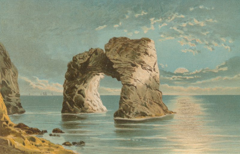 Rocha arqueada, Baía de água doce - Ilha de Wight de English School
