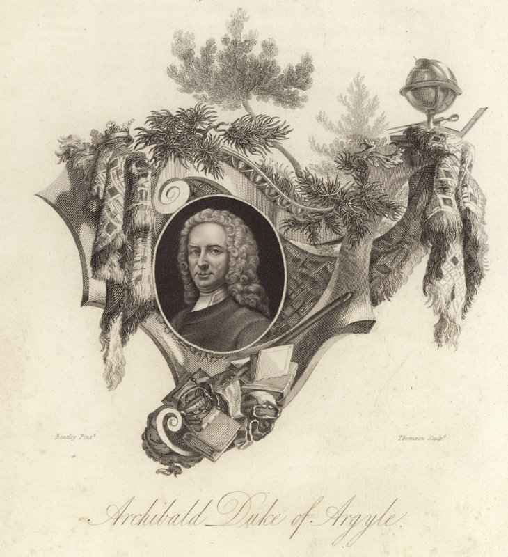 Archibald Campbell, 3º Duque de Argyll, político, advogado e soldado escocês (gravura) de English School