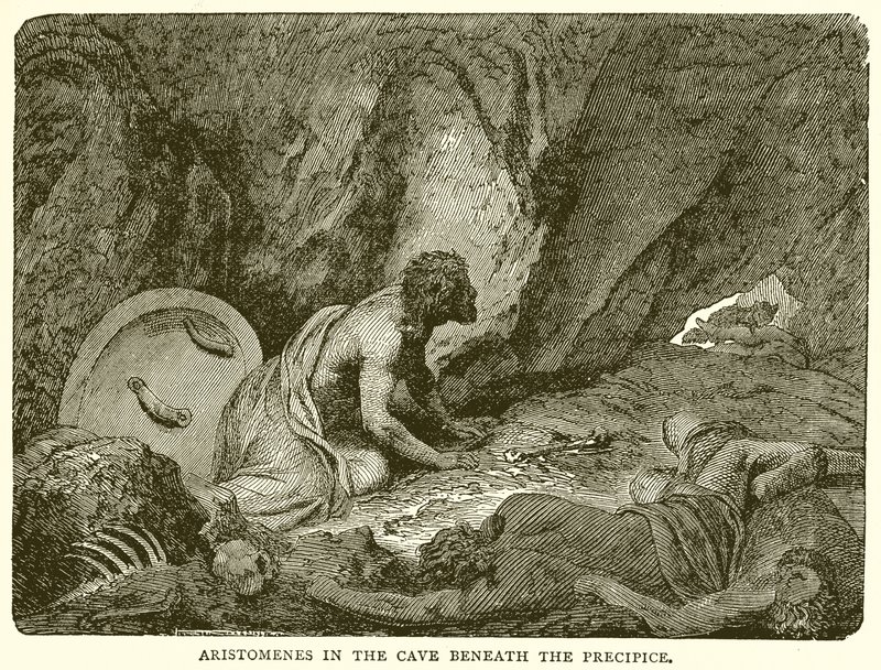 Aristomenes na caverna abaixo do precipício de English School