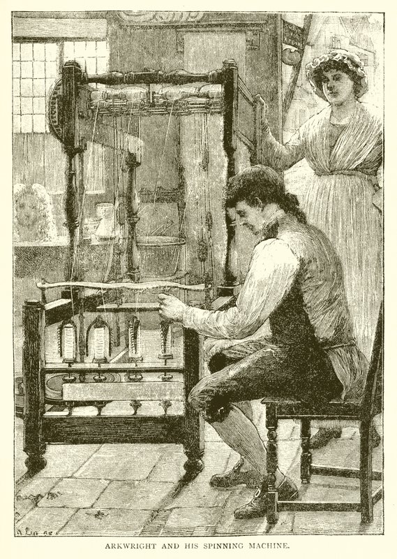 Arkwright e sua máquina de fiação de English School
