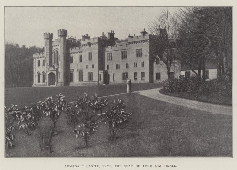 Castelo Armadale, Skye, a Sede do Senhor Macdonald (litho) de English School